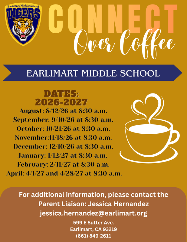 Flyer included tiger logo and coffee theme colors with gathering dates/times for the rest of the academic year