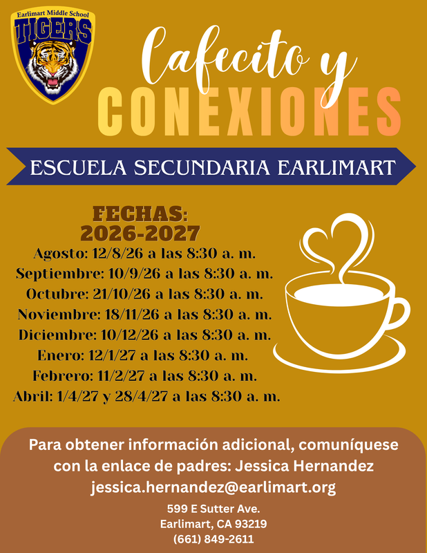 Flyer included tiger logo and coffee theme colors with gathering dates/times for the rest of the academic year