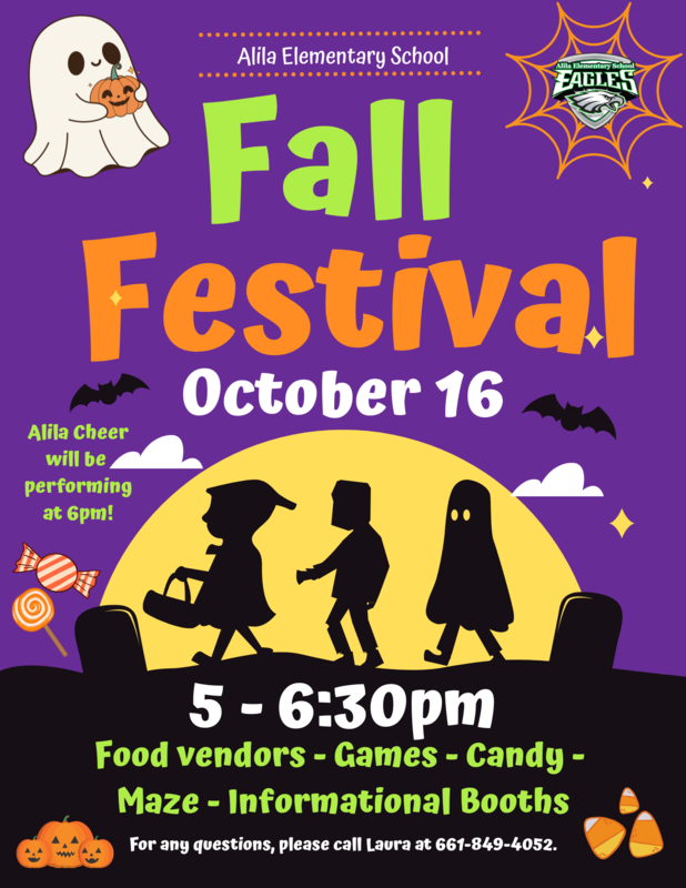  AES Fall Festival flyer with date, time, and activities.