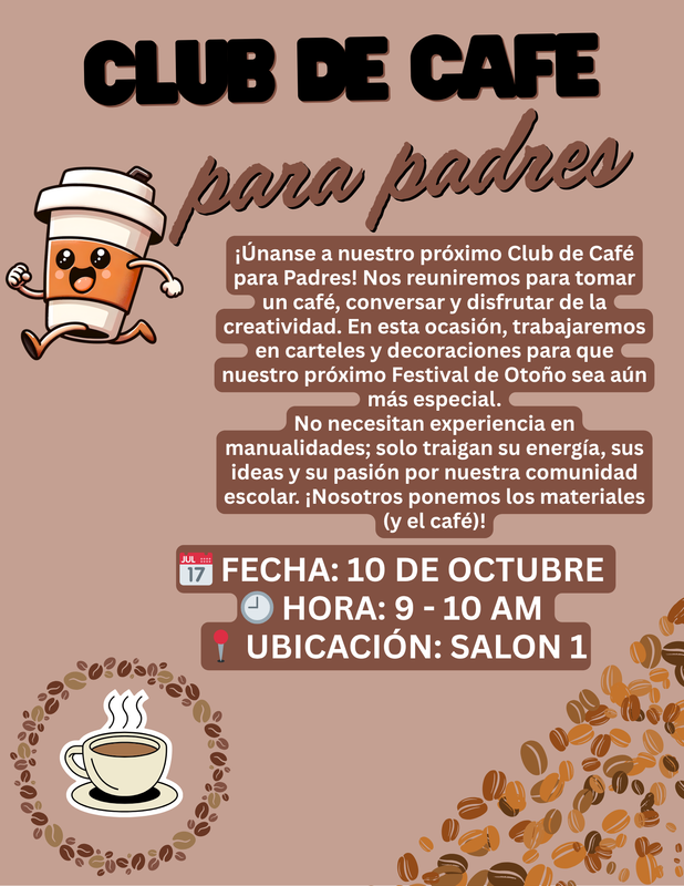 spanish translation of parent coffee flyer with image of coffee  beans 