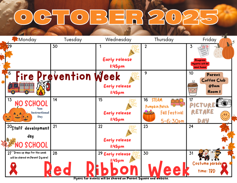 october calendar with pumpkin background
