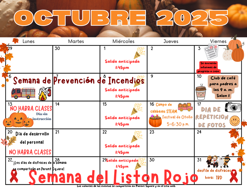 october calendar spanish translation