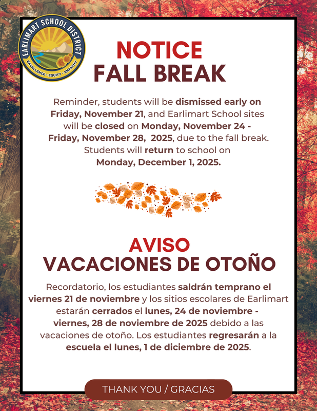 Fall break notice