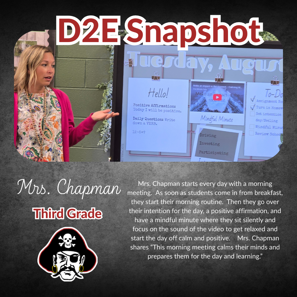 Huge D2E shoutout to Mrs. Chapman!