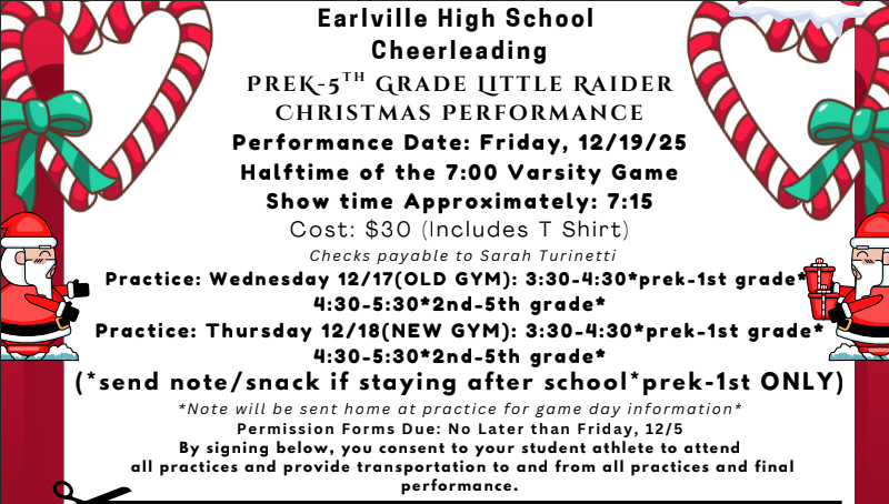 Flyer with information on the December Little Raider Performance.