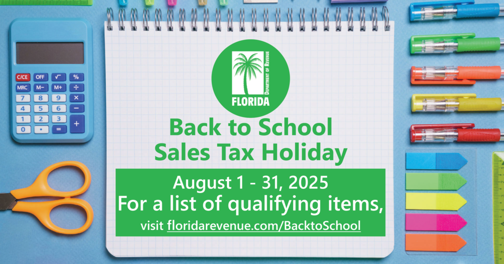 Back to school is tax free Aug 1 to Aug 31