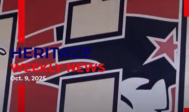 Graphic showing a Heritage News logo
