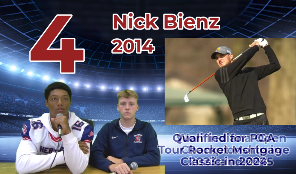 The anchors of the show, Jordyn Rooks and Harold Lawrence are on screen, as they present information about the number 4 athlete on our list, golfer Nick Bienz.
