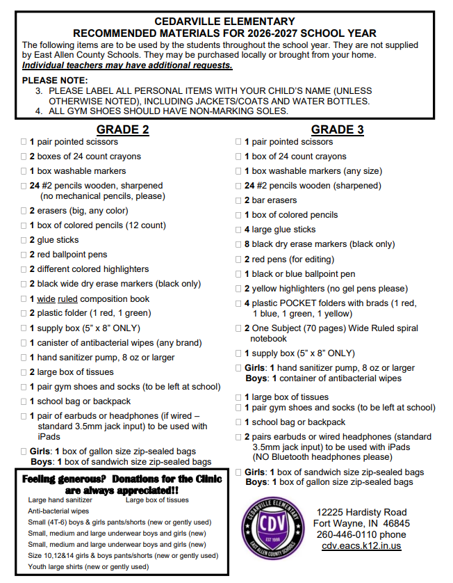 Supply List