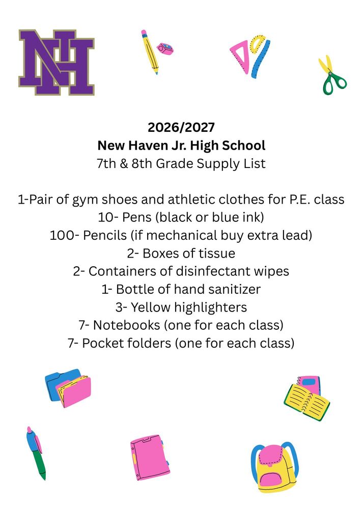 7th and 8th grade supply list 