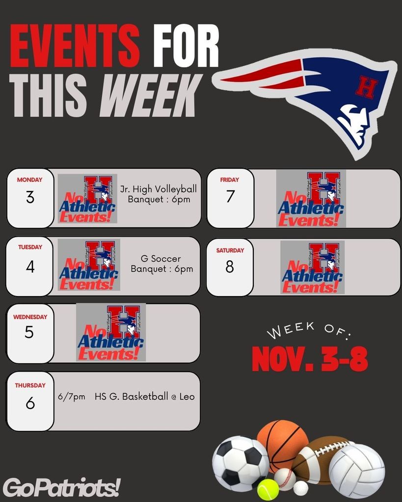 Athletic Events: Nov 3-8