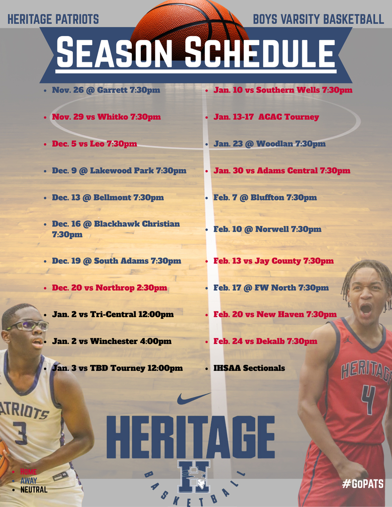 2025/2026 Boys Basketball Schedule