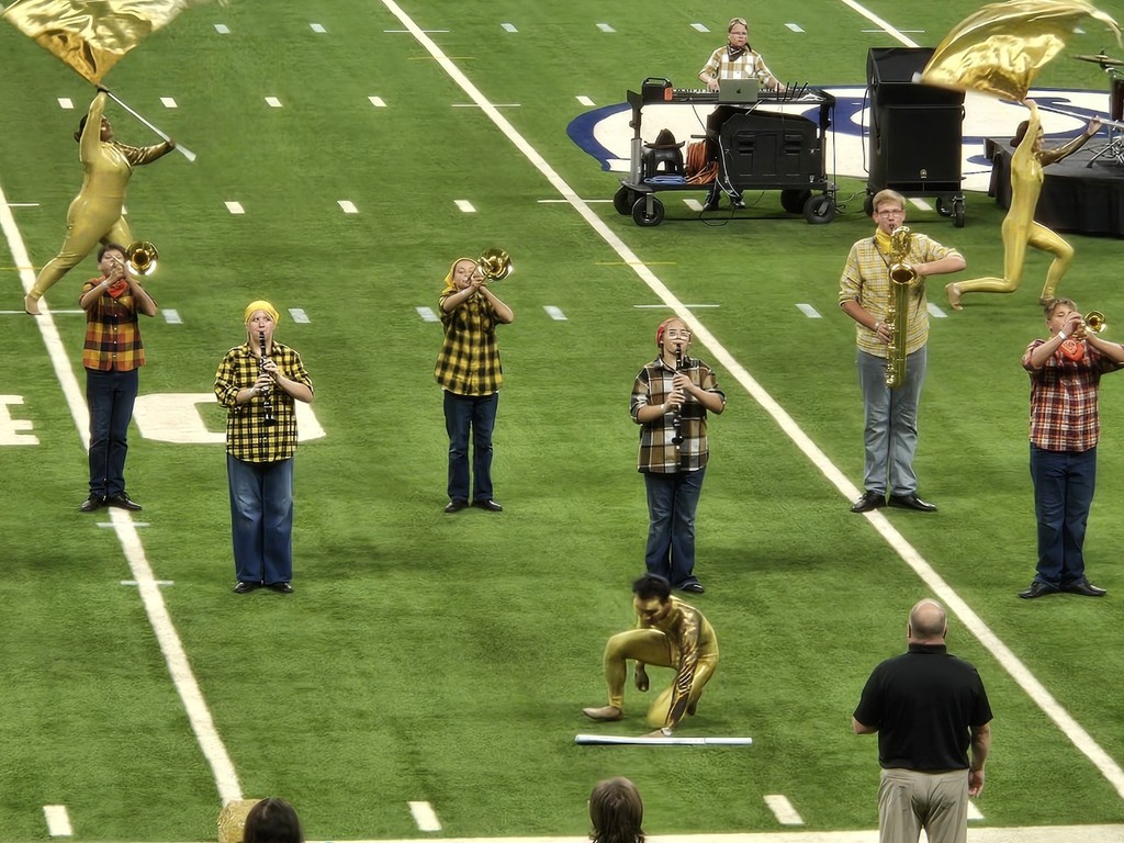 High view of band members during their performance