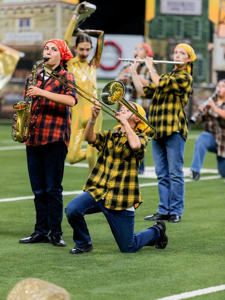 Band members playing their instruments