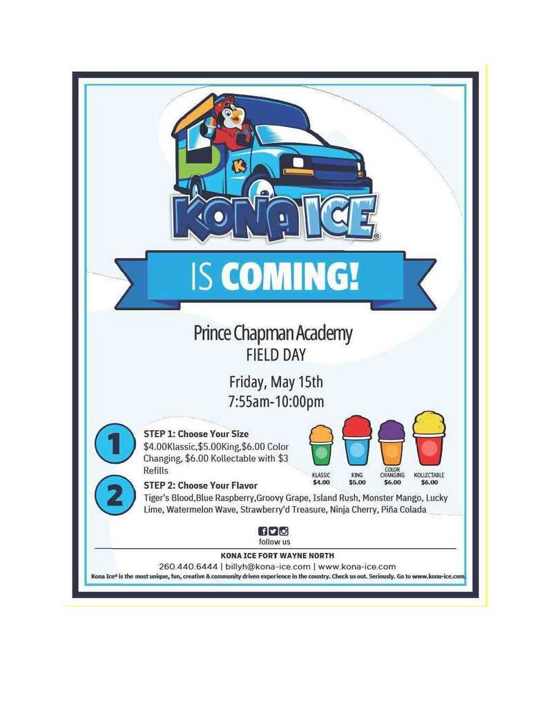 Kona Ice Friday during Field Day!
