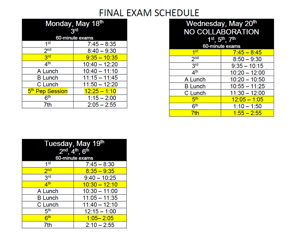 final schedule