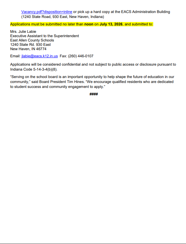 School board vacancy
