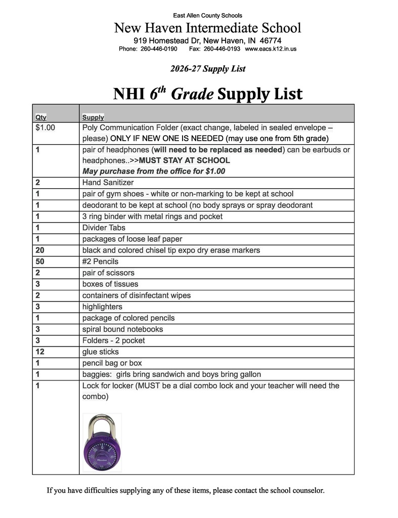 class supply lists