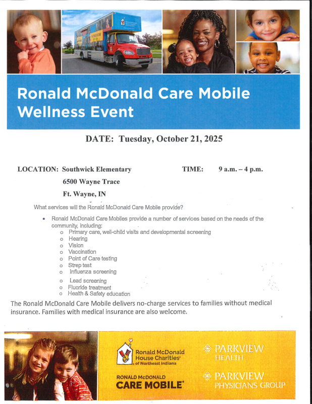 Ronald McDonald Care mobile flyer