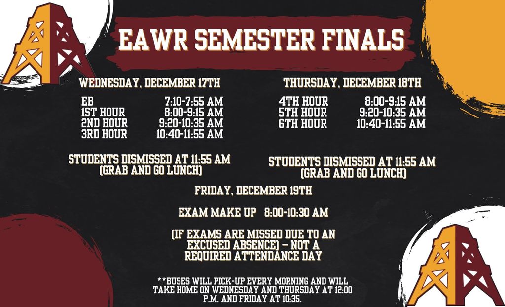 finals schedule