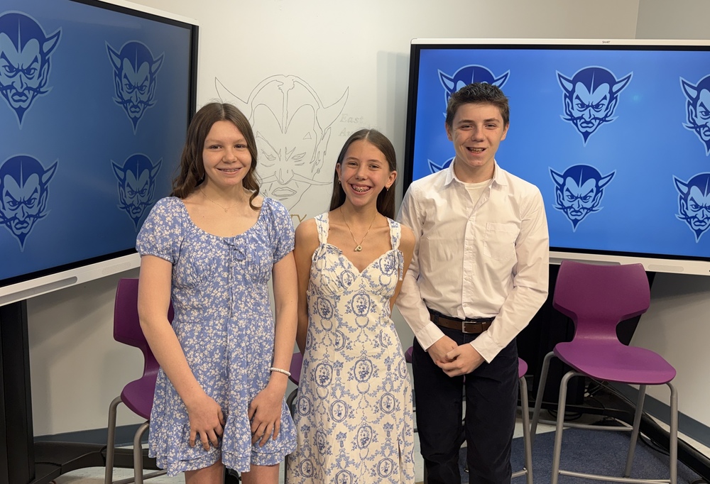 WEB student leaders in the Broadcasting studio