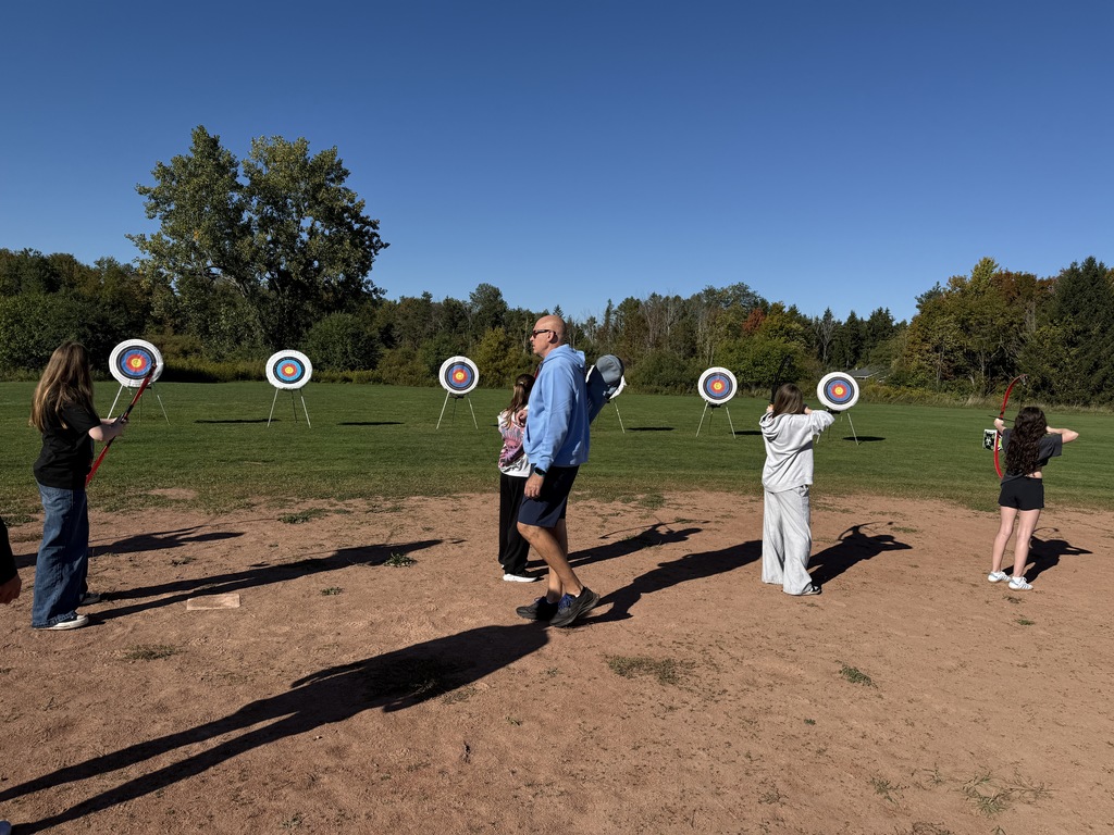 students doing archery