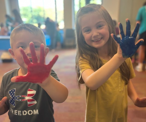 parkdale students showing their painted hands