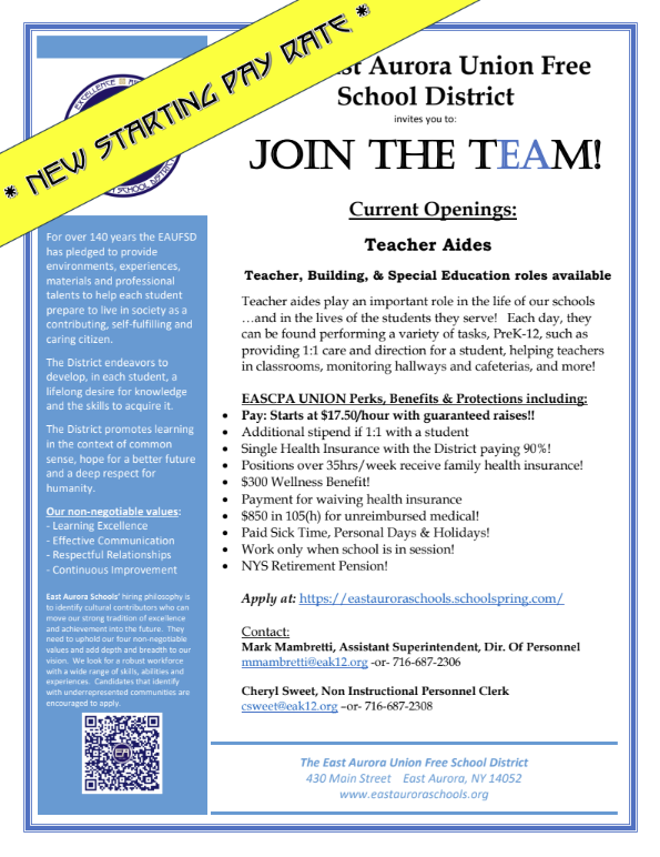 Teacher aide job posting