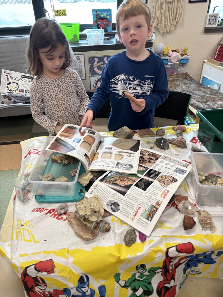 students identifying rocks