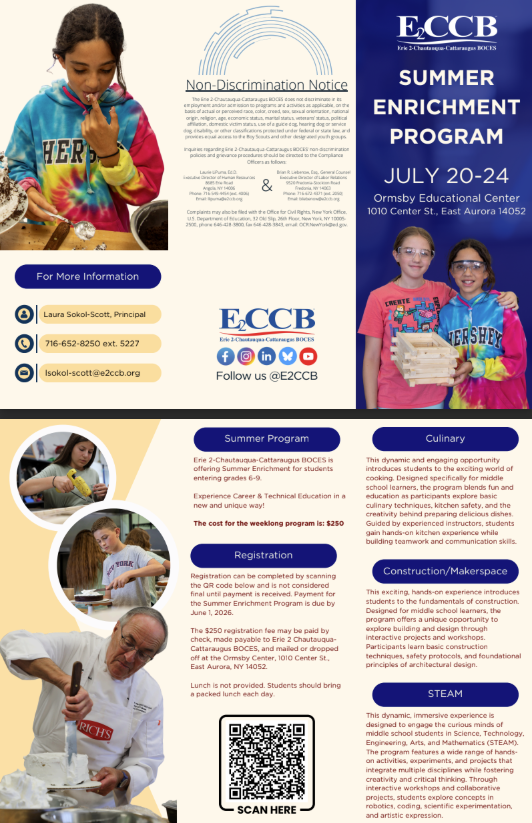 Summer enrichment program flyer, details in post.