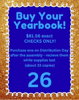 Poster for 2026 Yearbook purchases. $81.56 exactly. Checks only