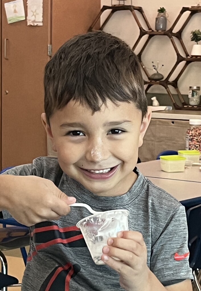 student eating ice cream