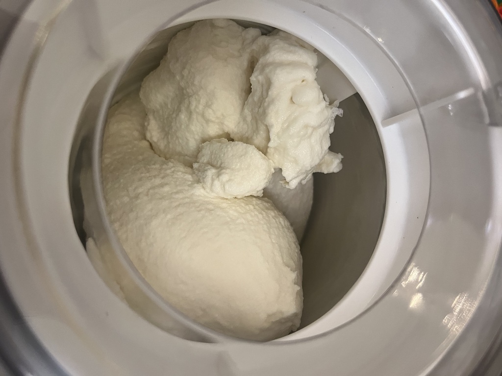 ice cream in the ice cream maker