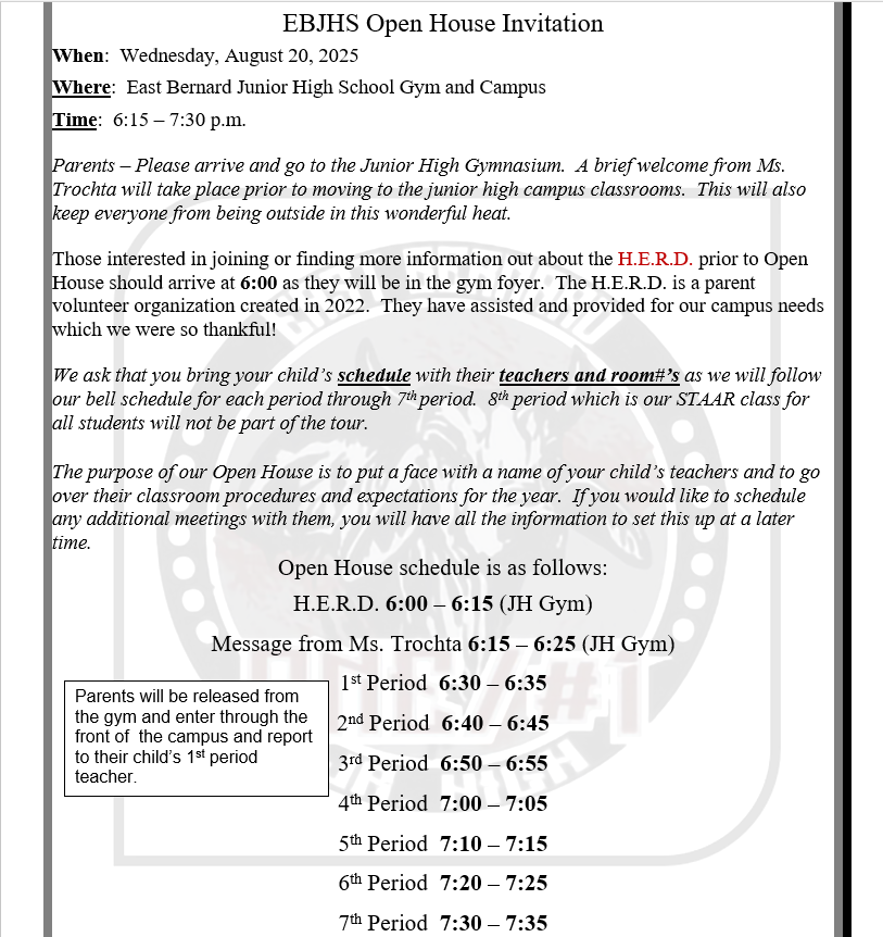 EBJH Open House