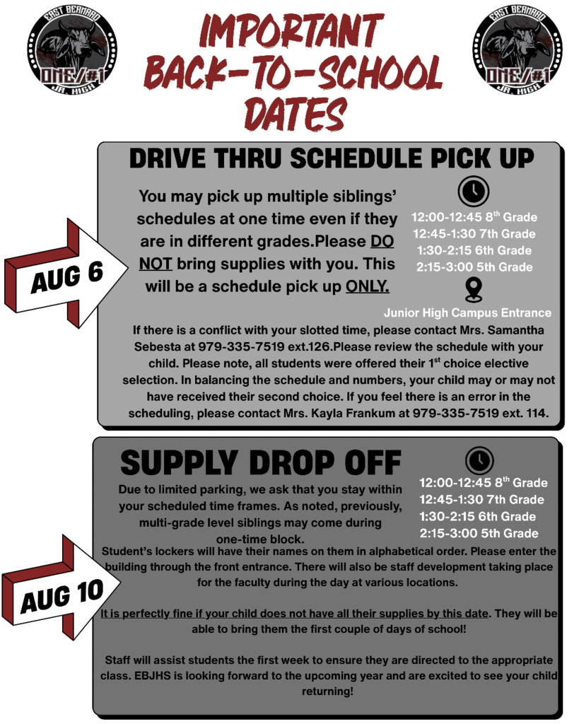 26-27 Schedule Pick up and  Supply drop off