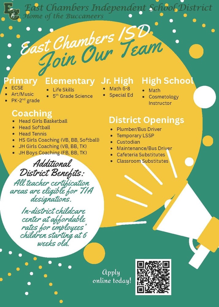 We re Hiring East Chambers Independent School District We re Hiring East Chambers Independent School District