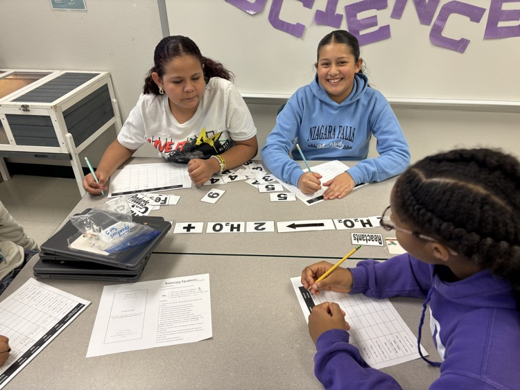 Ms. Hearns class working on balancing equations. 