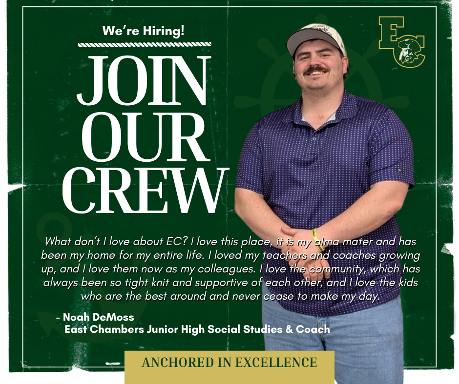 A man in a blue shirt and jeans stands with crossed arms in front of a green background. Text reads "JOIN OUR CREW".