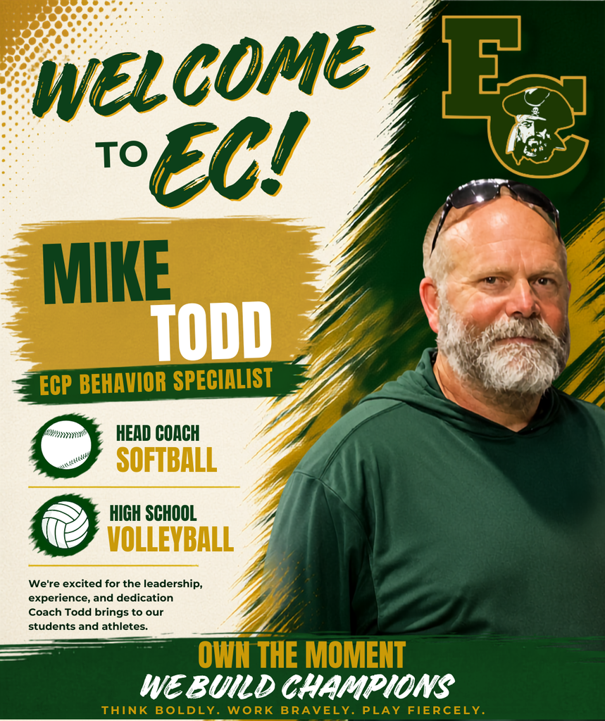 A man with a beard and sunglasses on his head is in a green shirt. It reads "Welcome to EC!"