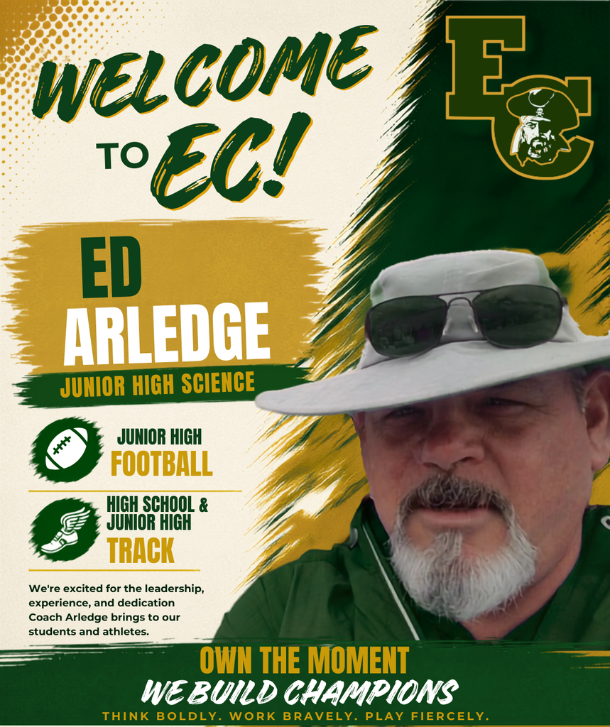 Poster with a man's photo and text about joining EC, featuring his white hat, sunglasses, and green shirt.
