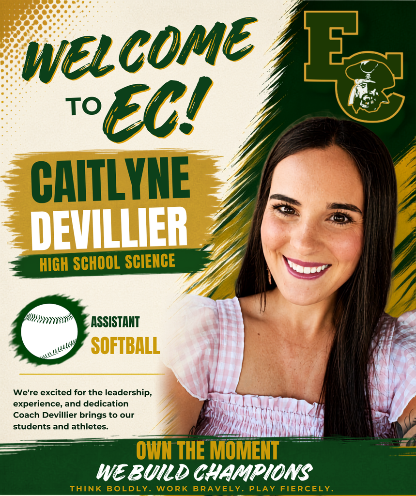 An advertisement for a new high school science teacher. The woman has a smile and a short bob hairstyle.