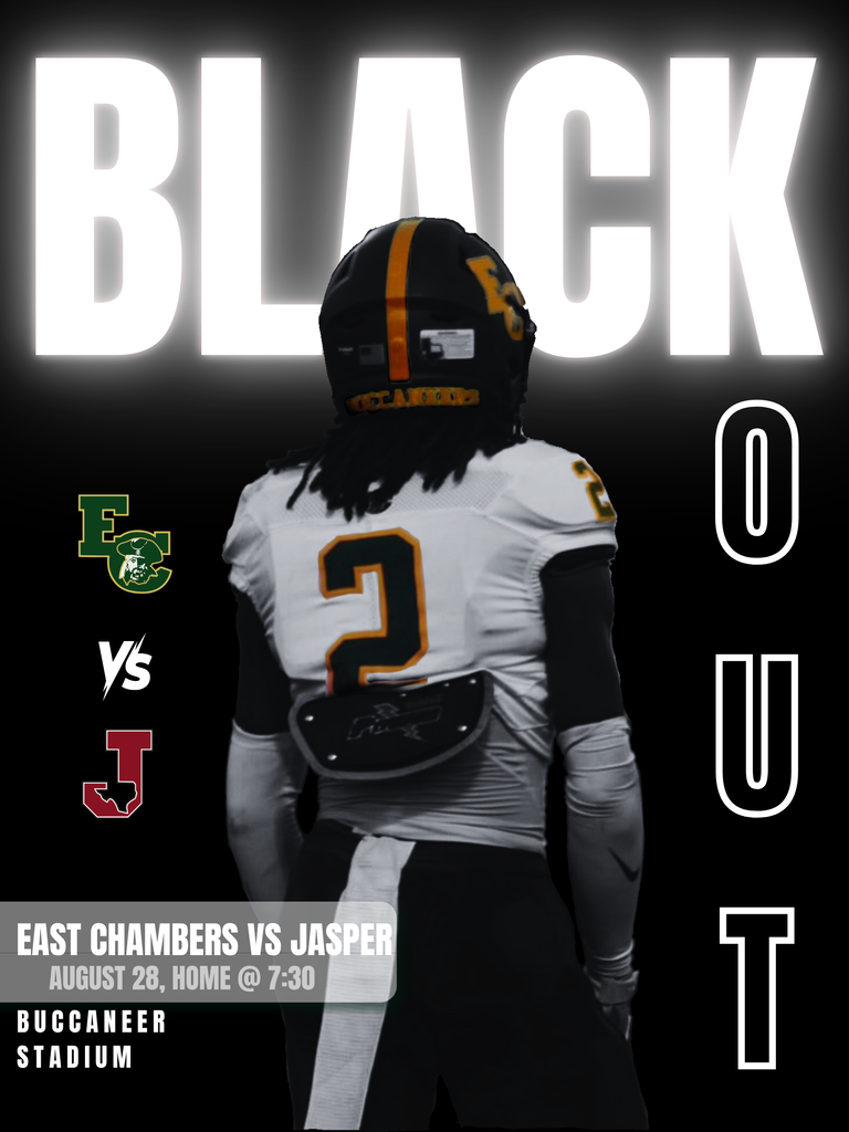 Football Player with a black background- displaying this weeks dress up day as Black Out the Bulldogs