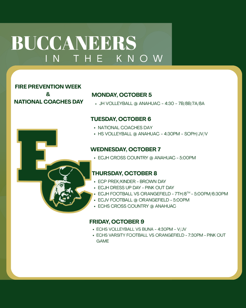 An advertisement with a green and white background shows a schedule for Buccaneers in the Know.
