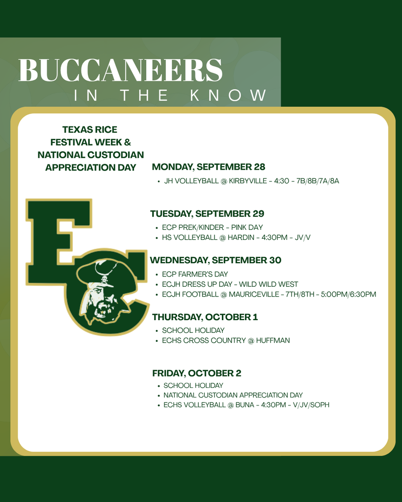Poster with green and white text on a white background. It lists events from September 28 to October 2.