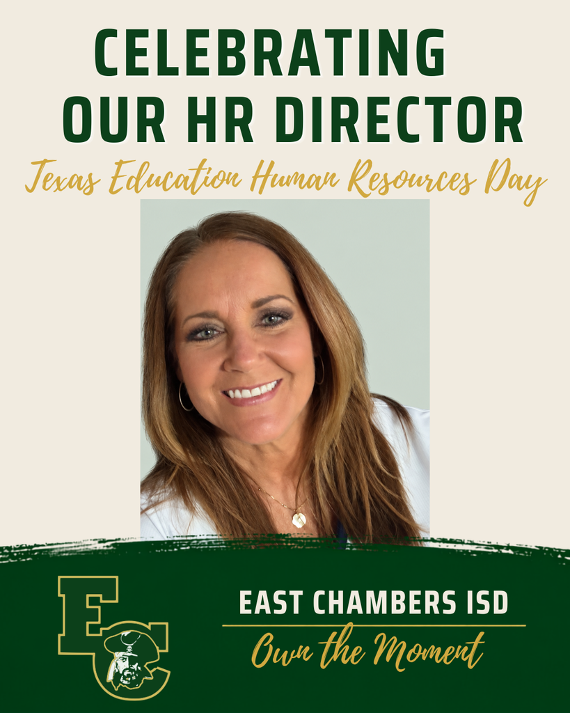 An announcement for Texas Education Human Resources Day features a smiling woman in a white coat.