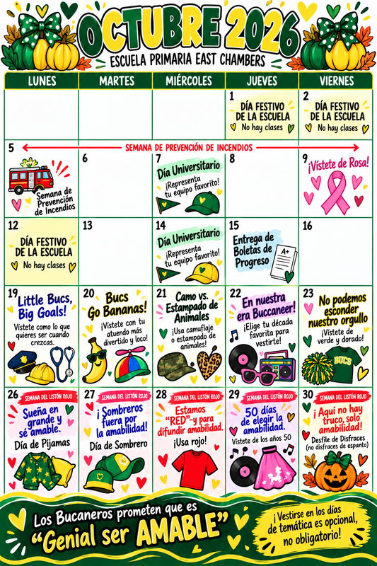 October Spanish Calendar