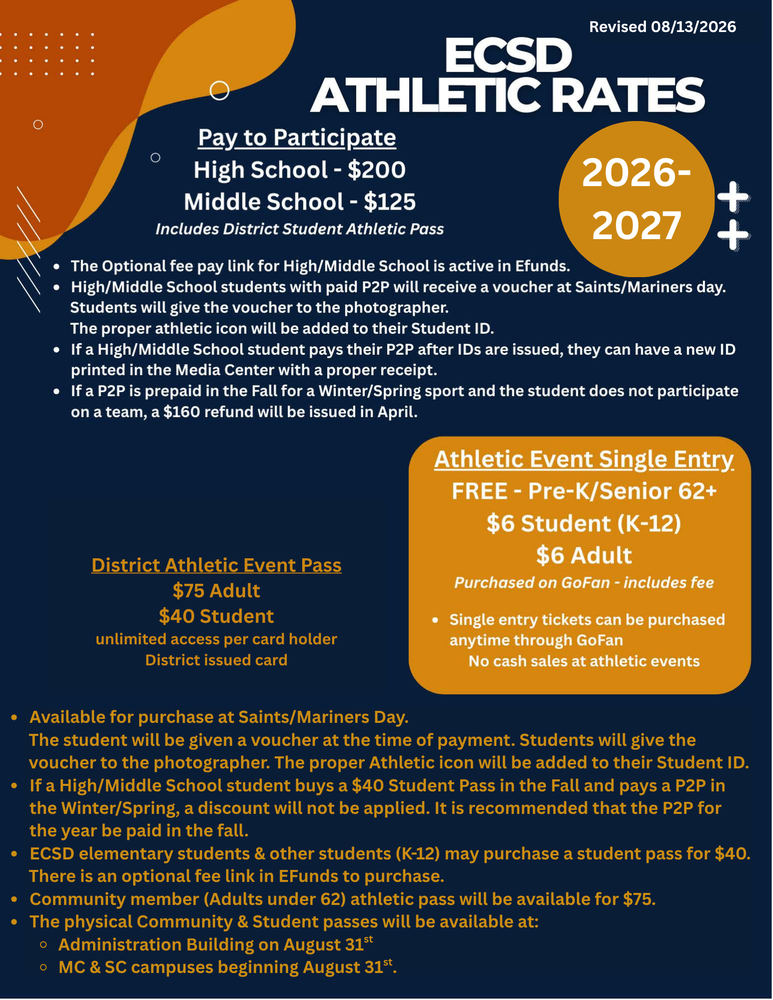 ECSD Athletic Rates Flyer