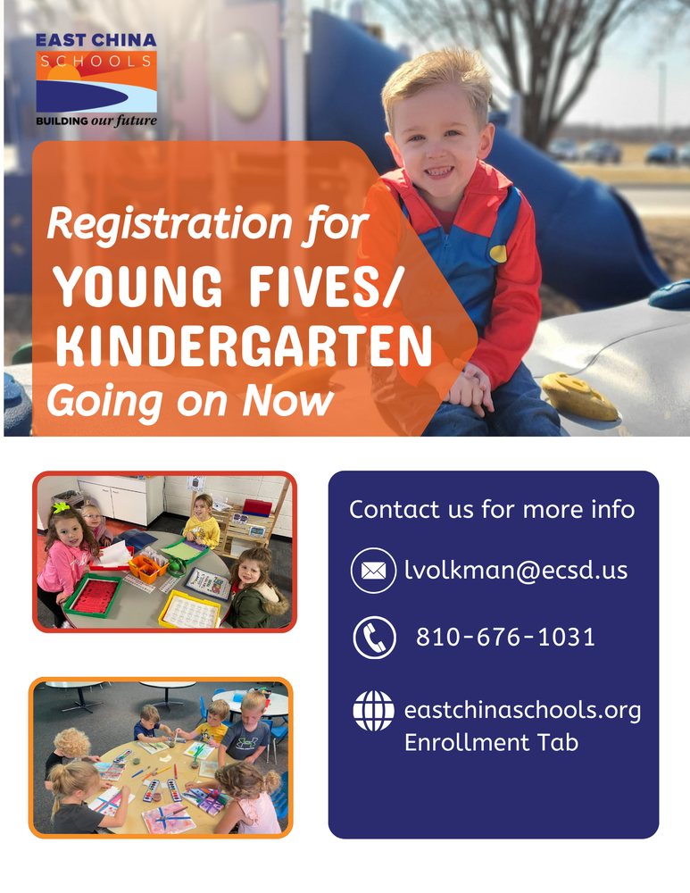 Registration going on now for Young Fives and Kindergarten.