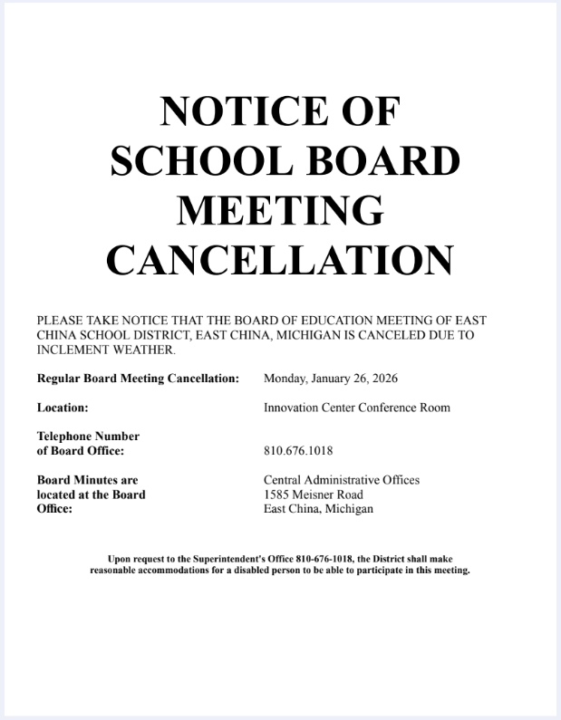 BOE Meeting Cancellation