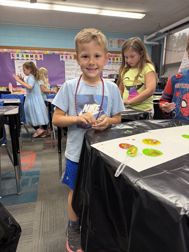 First grader showing off his blob monsters